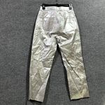 EXPRESS  Leather Pants Womens 6 Silver Metallic 5 Pockets Straight Leg Outdoor Photo 6