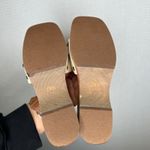 ZARA Wood Platform Clogs Sandals Size 39 Ivory Leather Slip On Shoes Photo 4
