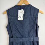 ZARA NWT  Denim Asymmetrical Midi Dress Sz Small Belted Grunge Chic Photo 12