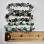 None Handmade Beaded Bracelet Trio Earthy Color Theme Mixed Metal Beads Browns Blues Photo 4