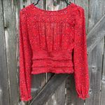 Free People EUC  Lolita Red Floral Top Size Small Photo 10