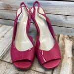 Nine West Vintage NWFurgus Fuchsia Patent Slingback Peep Toe Platform Heels 8M Photo 1
