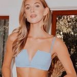 Free People Sierra Light Blue Swiss Dot Mesh V-Neck Bandeau the Rain New Small Photo 0