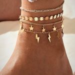 4pc Boho Charm Anklet SET Gold Photo 0