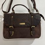 VALENCHI Brown Leather Floral Travel Bag for Women EUC Brown Photo 5