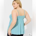 Torrid NWT Blue Cotton Modal Slub V-Neck Smocked Babydoll Tank Photo 1