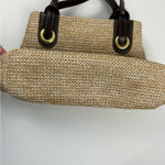 Amanda Smith Woven Straw Shoulder Bag Beige with Brown Leather Straps Photo 2