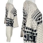 Free People Wool Fair Isle Harriet Crewneck Sweater Ivory Black Large Thumbholes Photo 8