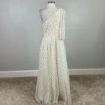 Eliza J Women's White One Shoulder Evening Gown Size 12 Metallic Polka Dot Dress Photo 5