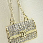 White PURSE Bling Rhinestone Keychain or Charm Key Photo 0