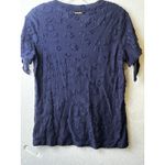 Michael Kors Womens Dark Navy Blue Short Sleeve Embroidered Top Blouse Size S Photo 1