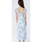 Cider  Sheath Blue White Trees Sleeveless Off Shoulder Midi Dress Womens XS Photo 1