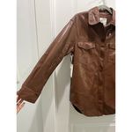Wilfred NWT Aritzia Cognac The Ganna™ Shirt Jacket Vegan Leather Sz XS Photo 5
