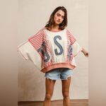 NWT BiBi Freedom USA Stitch Patchwork Top Blue Photo 6