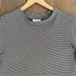 J.Jill PureJill Cotton Long Sleeve Mock Neck Striped Top Black White Petite L Photo 2