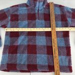 Eddie Bauer  Women's Large Plaid Fuzzy Fleece Quarter Zip Pullover‎ Sweatshirt Photo 7
