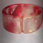 Size 7.5 Retro Red Clear Shimmer Swirl Boho Band Ring Photo 6