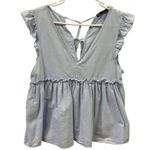 ZARA  Trafaluc Collection Light Blue Babydoll Double Tie Back Blouse Womens M Photo 3