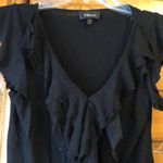 Iz Byer Black Lace Ruffle Crop Top Small Photo 1