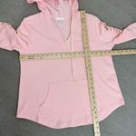 Venus Pearl Cutout Sleeve Hoodie Sweatshirt Top Pink Small Photo 15