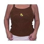 Ally Mae Brown Knit Sweater Tank Top Large Embroidered Daisy Cottagecore Y2K Photo 0