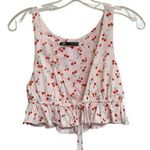 ZARA Cherry Print Satin Effect Crop Top/Blouse Pink S Photo 13