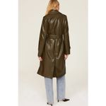 Marissa Webb Coat Womens 0 Green Faux Leather Trench Jacket Photo 3