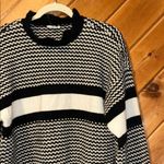 A loves A  black & white mock neck cable knit sweater Photo 1