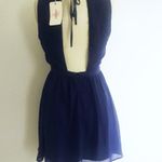 Pleated Cutout Open Back Formal Dress Blue Photo 2