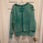 Zenana Outfitters Acid Mineral Wash Green Exposed Seam Crewneck Sweatshirt Pullover L XL Photo 5