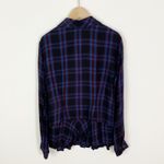 CAbi #3431 Moody Plaid Peplum Button Down Shirt Size Small Blue, Black, Red Photo 3