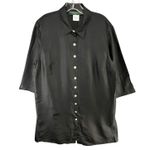 Harvé Benard Harve Benard Tunic Shirt Dress 16W Black 100% Silk Button Front Relaxed Lagom Photo 3