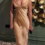 ZARA  maxi dress bodycon slip satin ruffle carmel evening wedding cocktail Photo 16