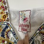 Johnny Was  Sheer white embroidered floral drawstring tunic dress size Large Photo 5