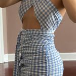 SheIn Blue & White Checkered Wrap Dress Photo 1