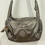 Kipling Erica Bag Crossbody Purse Metallic Pewter Shoulder Bag Crinkle Nylon Photo 5