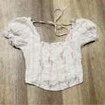 Free People Seratonin Corset Top Shirt Blouse Linen Ivory Combo XS Photo 2