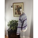 Dress Barn Women's Purple White Long Sleeve Front Zip Knitted Cardigan Sweater XL Photo 2