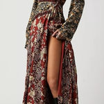 Free People  Tilda Maxi Wrap Dress Neutral Small Western Bohemian Witchy Photo 0