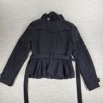 Grass Collection  Military Belted Jacket Womens M Black Wool Blend Ruffle Front Photo 9