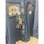 Handmade VINTAGE Denim Christmas Shirt Button Up Embroidered patchworks  4xL Photo 4