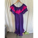RM Hawaiian Quilt Applique On Off Shoulder Ruffles Muu Muu Midi Dress M Purple Size M Photo 3