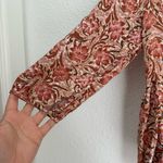 O'Neill O’Neill pink and brown tropical floral peplum button blouse 3/4 sleeve size M Photo 2