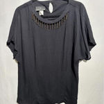 VTG Carole Little Black Beaded Blouse Top USA Made Retro Boho Artsy Womens‎ 10 Photo 0