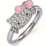 Hello Kitty Licensed Rhinestone with Pink Bow  Adjustable Ring Size 6-9 Photo 0