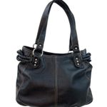 The Sak  Purse Black Pebbled Leather Hobo Satchel Bag Double Handles Braided Knot Photo 0