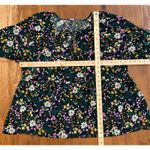 Old Navy EUC  Floral Blouse Black Background w/ Neck Tie 2X Photo 3
