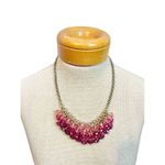 Rose pink and violet crystal layered beaded bib necklace statement necklace Photo 1