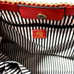 ALEXIS BENDEL RED VEGAN LEATHER GOLD BEAD SATCHEL HANDBAG PURSE Photo 7