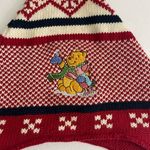 Disney Vintage adult Winnie the Pooh red navy cream knit beanie winter hat medium Photo 1